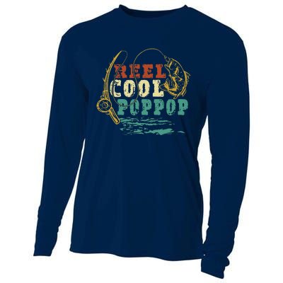 Reel Cool Poppop Vintage Fishing Funny Grandpa Fisherman Cooling Performance Long Sleeve Crew