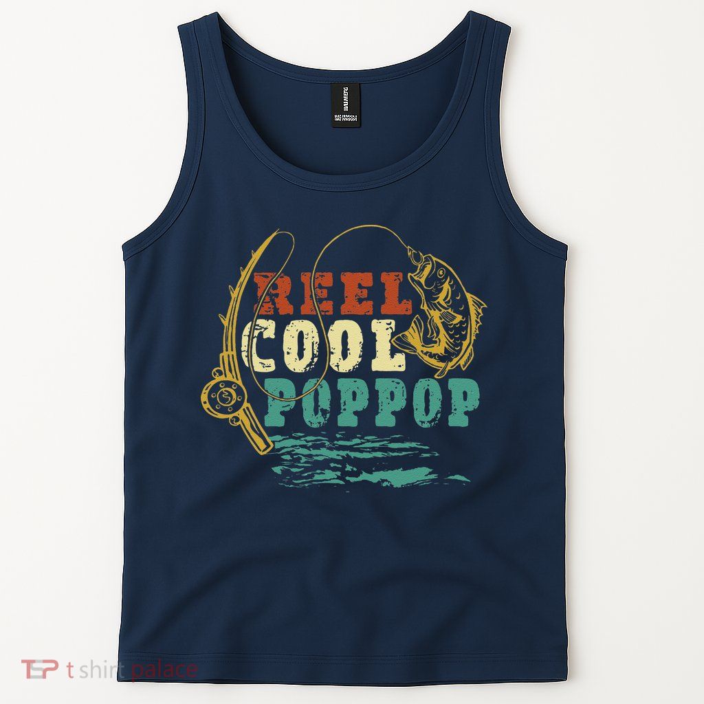 Reel Cool Poppop Vintage Fishing Funny Grandpa Fisherman Tank Top