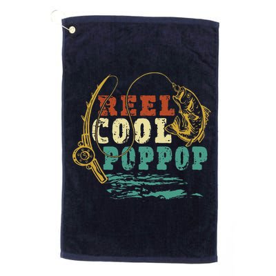 Reel Cool Poppop Vintage Fishing Funny Grandpa Fisherman Golf Towel