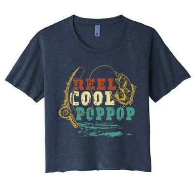 Reel Cool Poppop Vintage Fishing Funny Grandpa Fisherman Crop Top