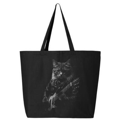 Rock Cat Playing Guitar Funny Guitar Cat 25L Jumbo Tote