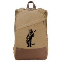 Rock Cat Playing Guitar Funny Guitar Cat Cotton Canvas Backpack