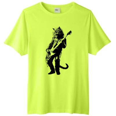 Rock Cat Playing Guitar Funny Guitar Cat Tall Fusion ChromaSoft Performance T-Shirt