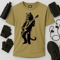 Rock Cat Playing Guitar Funny Guitar Cat Cooling Performance Crew T-Shirt