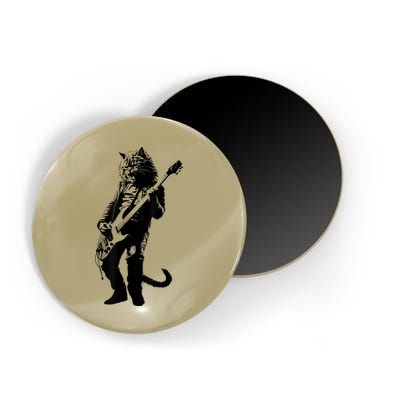 Rock Cat Playing Guitar Funny Guitar Cat Magnet