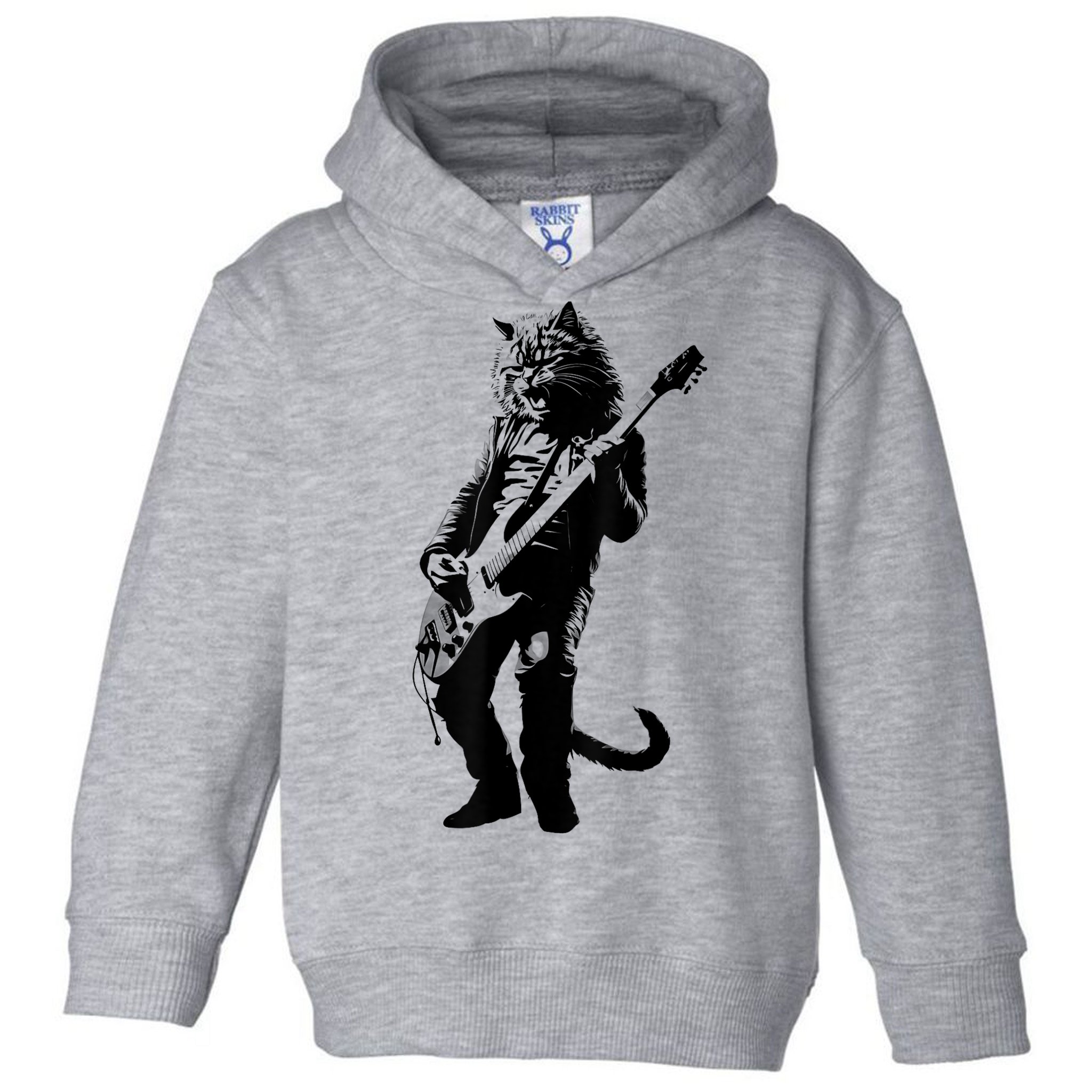 Rock Cat Playing Guitar Funny Guitar Cat Toddler Hoodie