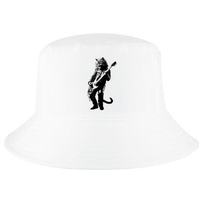 Rock Cat Playing Guitar Funny Guitar Cat Cool Comfort Performance Bucket Hat