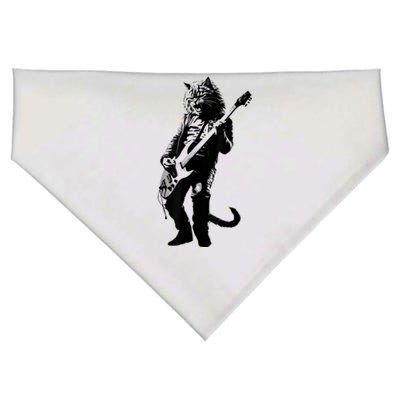 Rock Cat Playing Guitar Funny Guitar Cat USA-Made Doggie Bandana