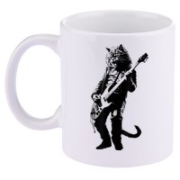 Rock Cat Playing Guitar Funny Guitar Cat 11oz C Handle Ceramic Mug