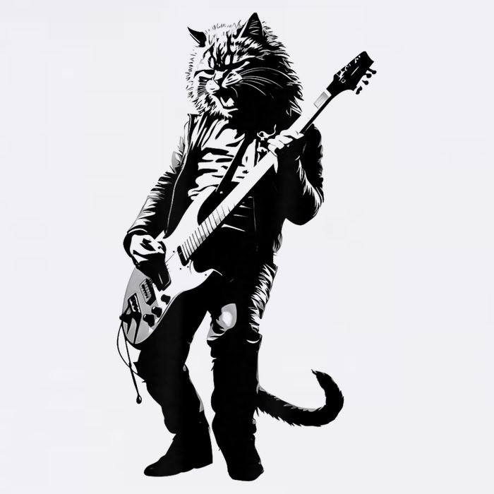 Rock Cat Playing Guitar Funny Guitar Cat 11oz C Handle Ceramic Mug