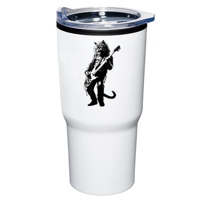 Rock Cat Playing Guitar Funny Guitar Cat Tumbler