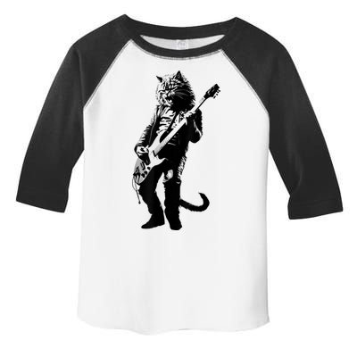 Rock Cat Playing Guitar Funny Guitar Cat Toddler Fine Jersey T-Shirt