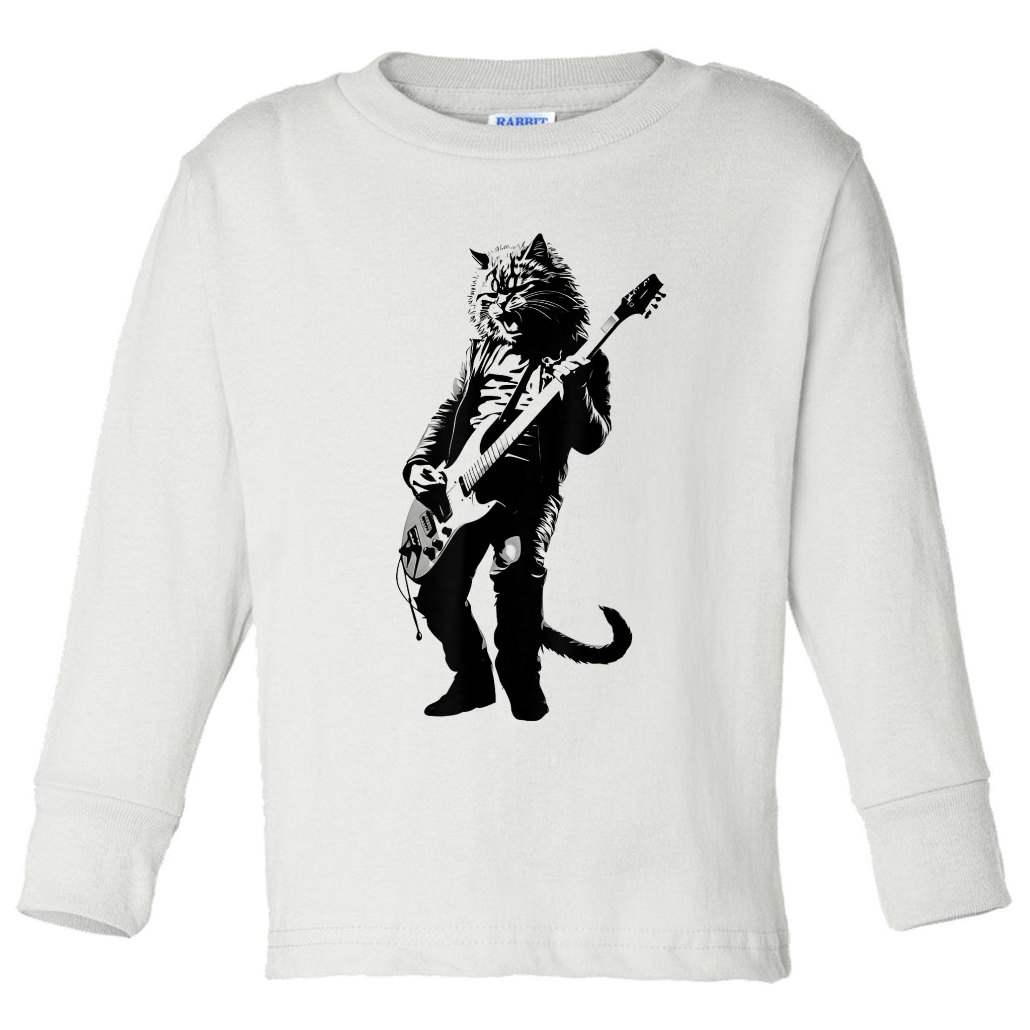 Rock Cat Playing Guitar Funny Guitar Cat Toddler Long Sleeve Shirt