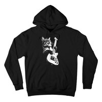 Rock Cat Playing Guitar Funny Guitar Cat Hoodie