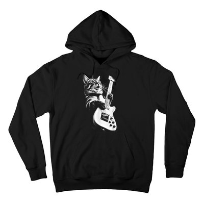 Rock Cat Playing Guitar Funny Guitar Cat Hoodie