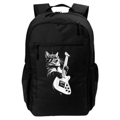 Rock Cat Playing Guitar Funny Guitar Cat Backpack