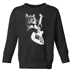 Rock Cat Playing Guitar Funny Guitar Cat Toddler Sweatshirt