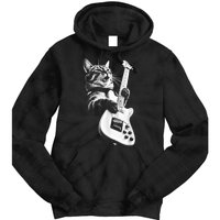 Rock Cat Playing Guitar Funny Guitar Cat Tie Dye Hoodie