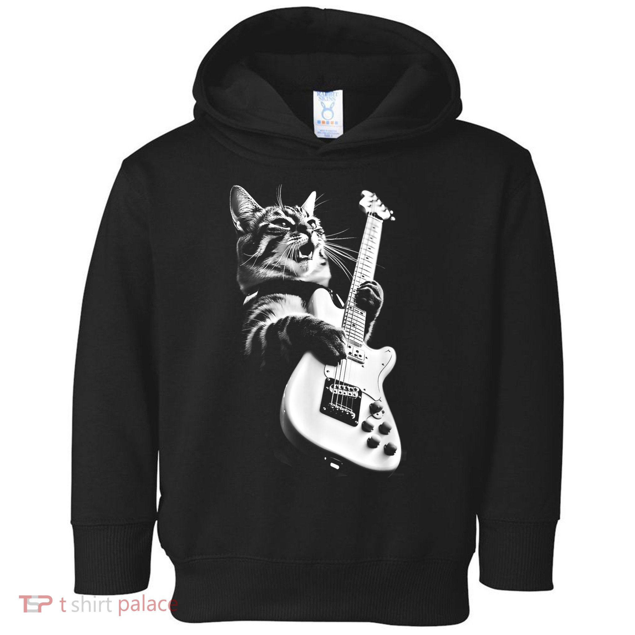Rock Cat Playing Guitar Funny Guitar Cat Toddler Hoodie