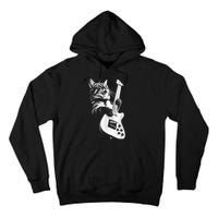 Rock Cat Playing Guitar Funny Guitar Cat Tall Hoodie