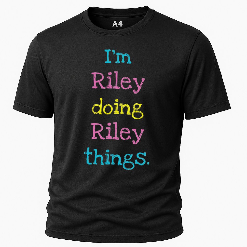 Riley Cute Personalized Text Kid's Gift Top For Girls Cooling Performance Crew T-Shirt