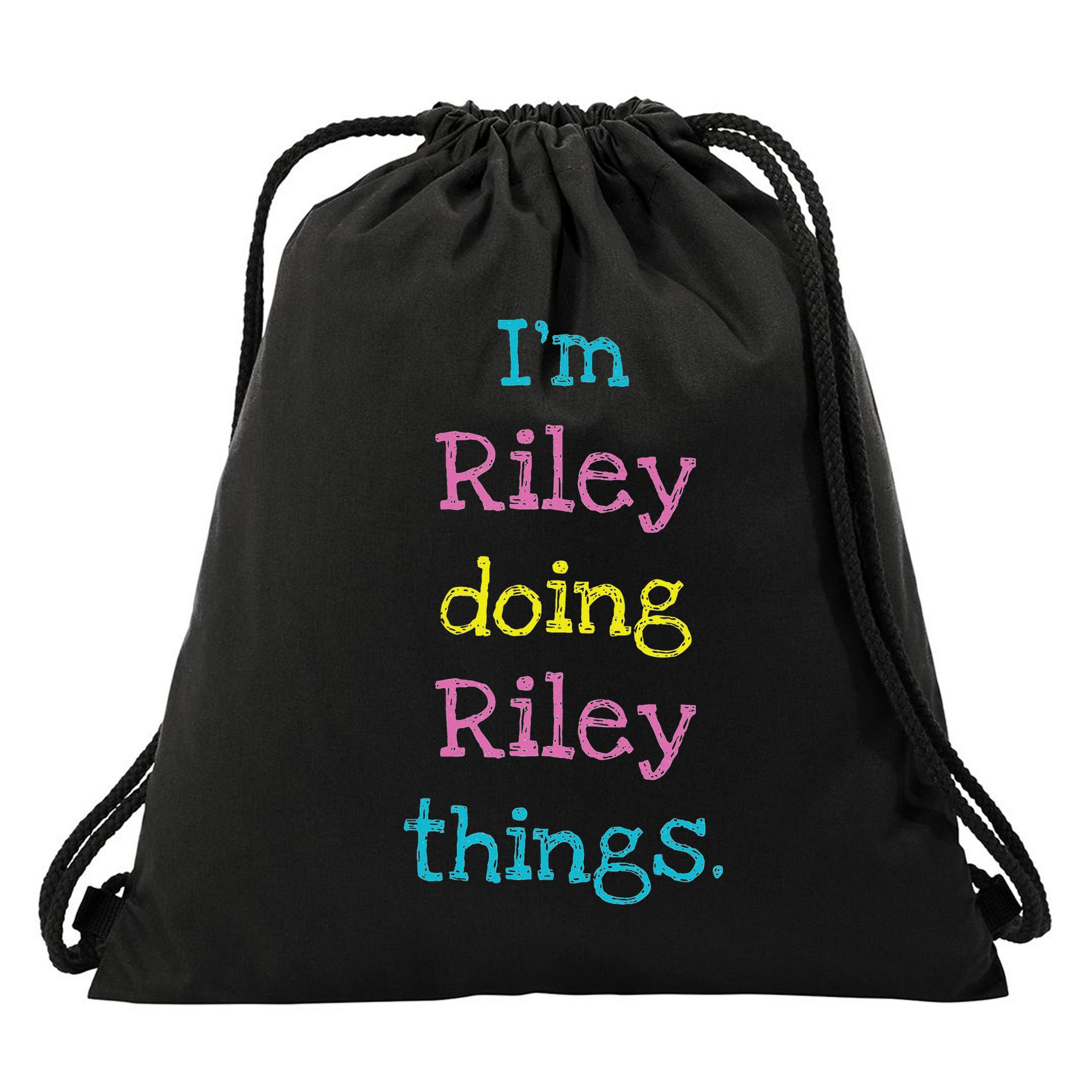 Riley Cute Personalized Text Kid's Gift Top For Girls Drawstring Bag