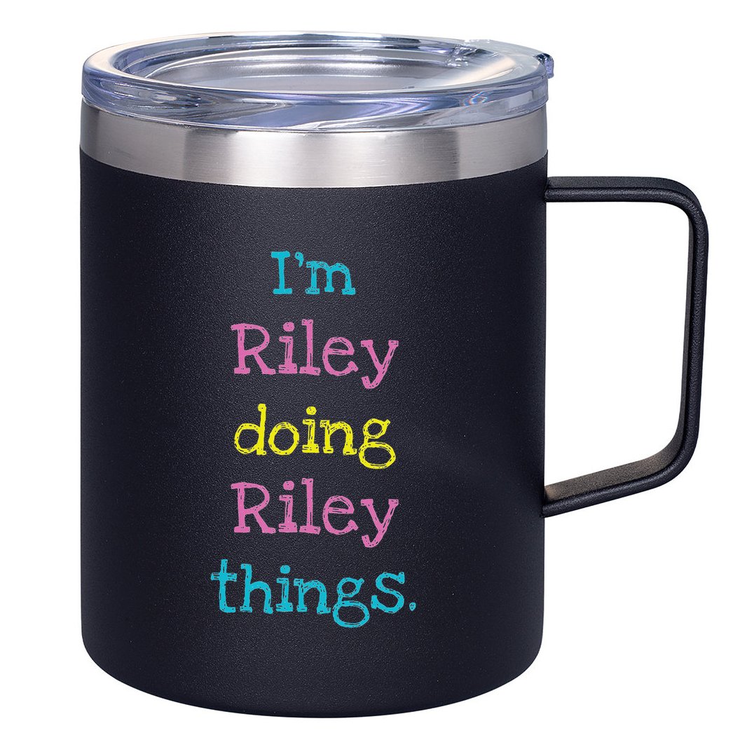Riley Cute Personalized Text Kid's Gift Top For Girls 12oz Stainless Steel Coffee Mug