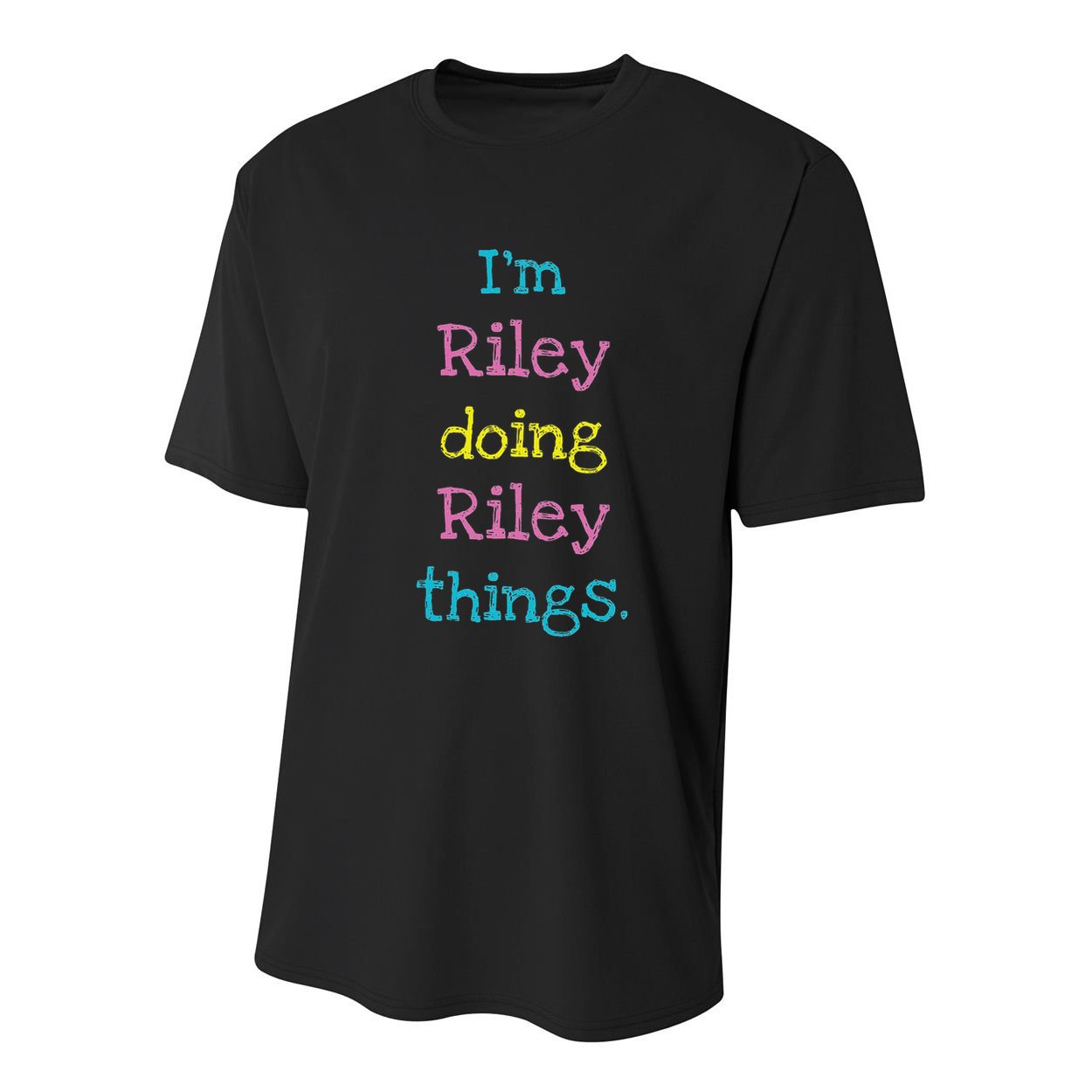 Riley Cute Personalized Text Kid's Gift Top For Girls Youth Performance Sprint T-Shirt