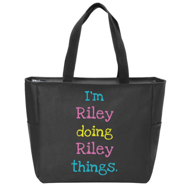 Riley Cute Personalized Text Kid's Gift Top For Girls Zip Tote Bag