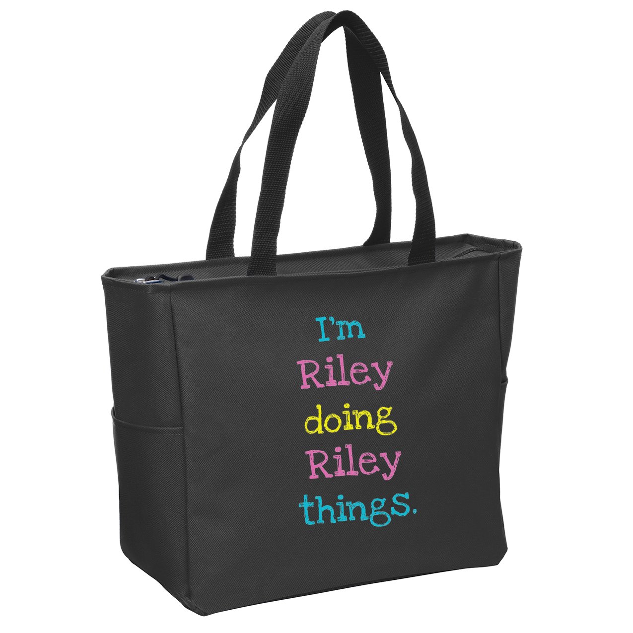 Riley Cute Personalized Text Kid's Gift Top For Girls Zip Tote Bag
