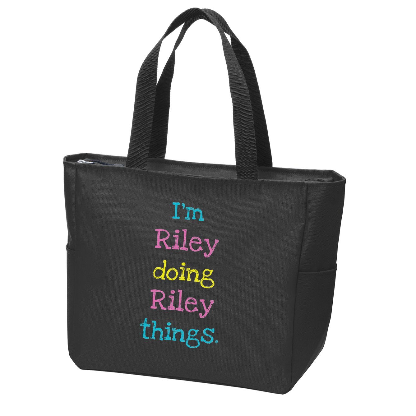 Riley Cute Personalized Text Kid's Gift Top For Girls Zip Tote Bag