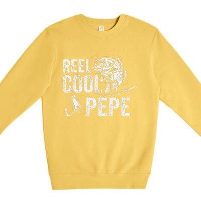 Reel Cool Pepe Fishing Fathers Day Gifts Premium Crewneck Sweatshirt