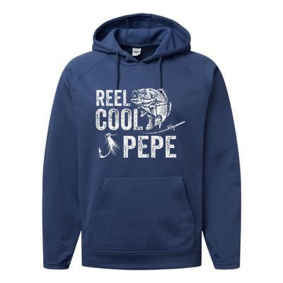 Reel Cool Pepe Fishing Fathers Day Gifts Performance Fleece Hoodie