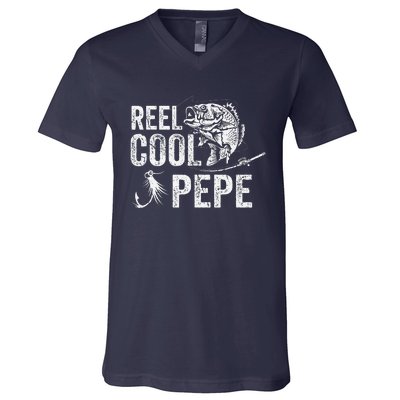 Reel Cool Pepe Fishing Fathers Day Gifts V-Neck T-Shirt