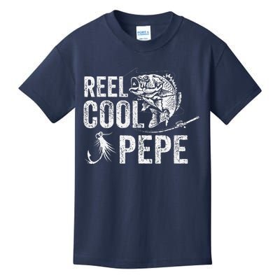 Reel Cool Pepe Fishing Fathers Day Gifts Kids T-Shirt