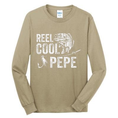 Reel Cool Pepe Fishing Fathers Day Gifts Tall Long Sleeve T-Shirt