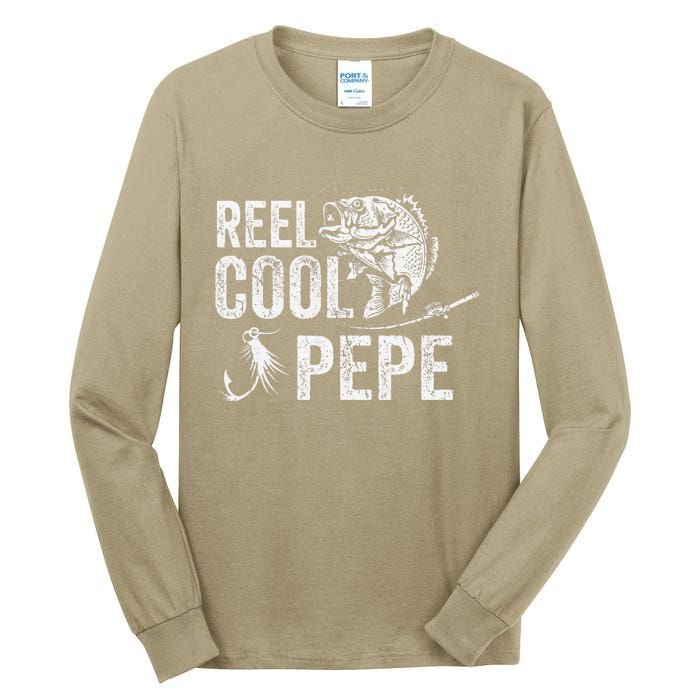 Reel Cool Pepe Fishing Fathers Day Gifts Tall Long Sleeve T-Shirt