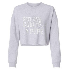 Reel Cool Pepe Fishing Fathers Day Gifts Cropped Pullover Crew