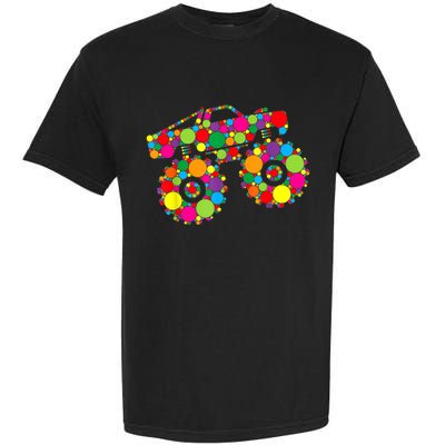 Retro Colorful Polka Dots Monster Truck Happy Dot Day Garment-Dyed Heavyweight T-Shirt