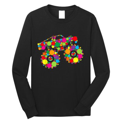 Retro Colorful Polka Dots Monster Truck Happy Dot Day Long Sleeve Shirt