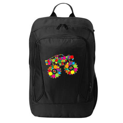 Retro Colorful Polka Dots Monster Truck Happy Dot Day City Backpack