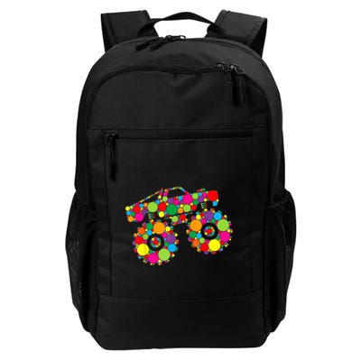 Retro Colorful Polka Dots Monster Truck Happy Dot Day Backpack