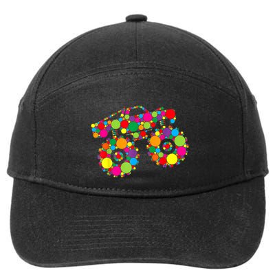 Retro Colorful Polka Dots Monster Truck Happy Dot Day 7-Panel Snapback Hat