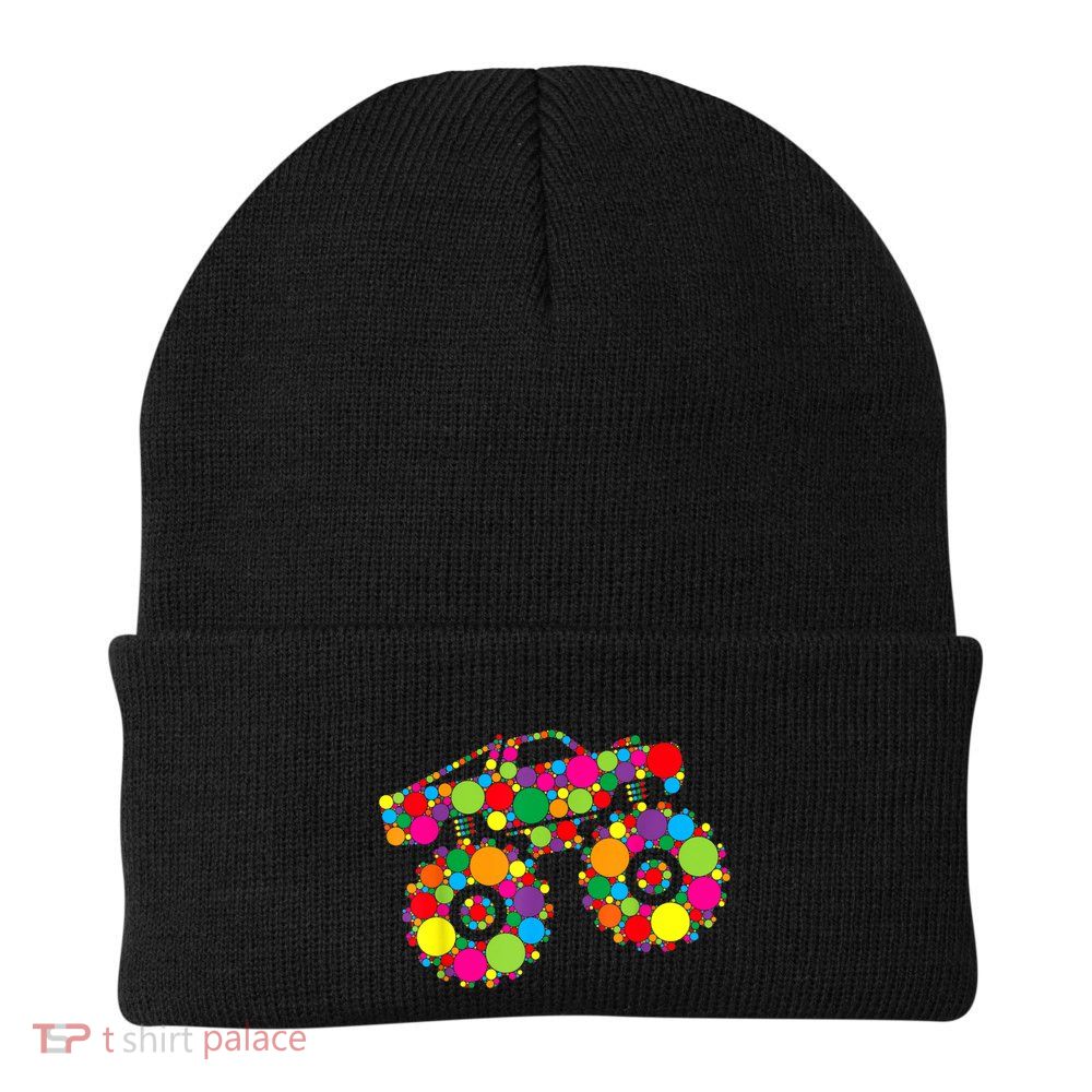 Retro Colorful Polka Dots Monster Truck Happy Dot Day Beanie