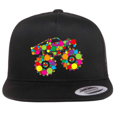 Retro Colorful Polka Dots Monster Truck Happy Dot Day Flatbill Hat