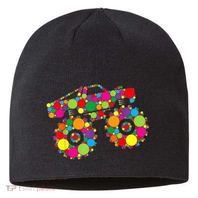 Retro Colorful Polka Dots Monster Truck Happy Dot Day Sustainable Beanie