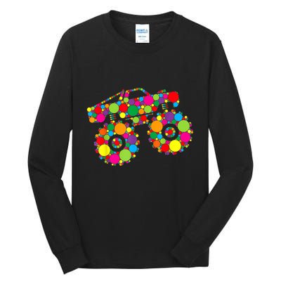 Retro Colorful Polka Dots Monster Truck Happy Dot Day Tall Long Sleeve T-Shirt