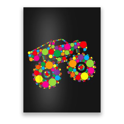 Retro Colorful Polka Dots Monster Truck Happy Dot Day Poster
