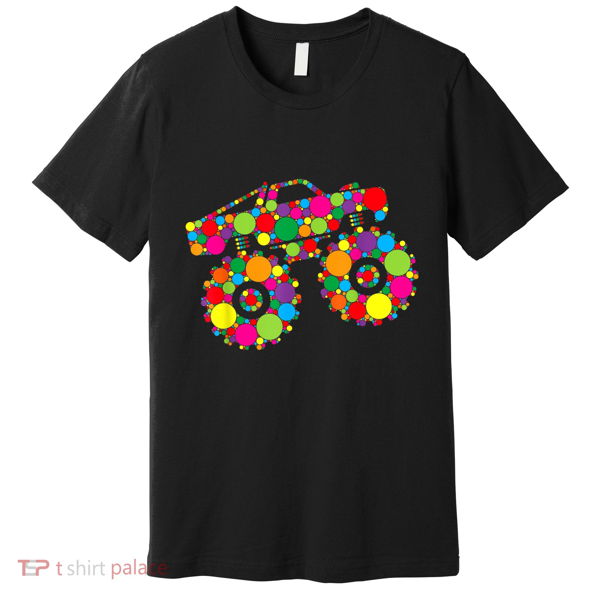 Retro Colorful Polka Dots Monster Truck Happy Dot Day Premium T-Shirt