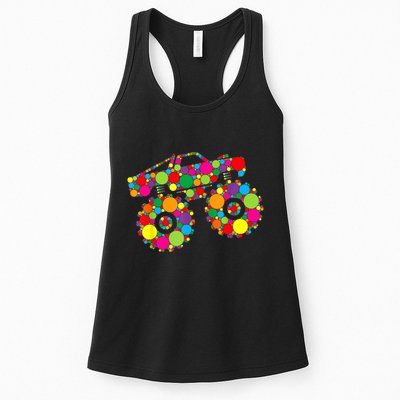 Retro Colorful Polka Dots Monster Truck Happy Dot Day Womens Tank Top